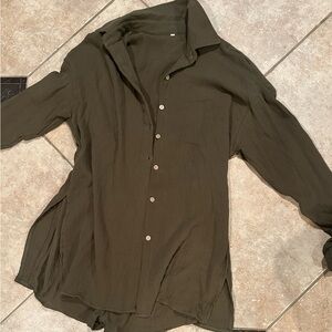 Olive Button-Up Women's Romper